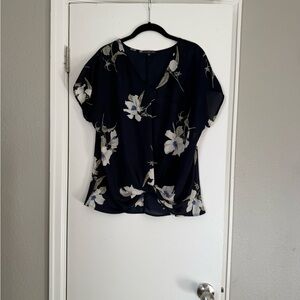 West Kei Navy Floral Blouse